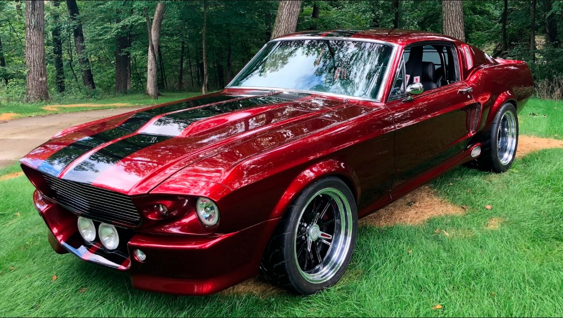 1968 FORD MUSTANG 200 MPH CANDY BRANDYWINE WITH BLACK RACING STRIPES