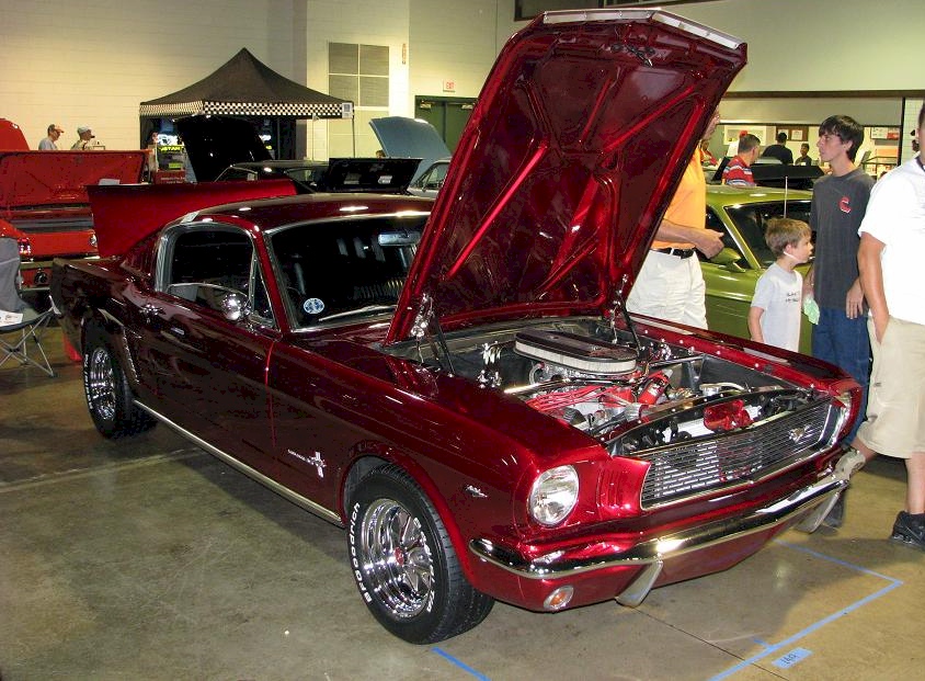 Candy Red 1966 Mustang Fastback Under The Hood 302ci V8 Engine 4.jpg