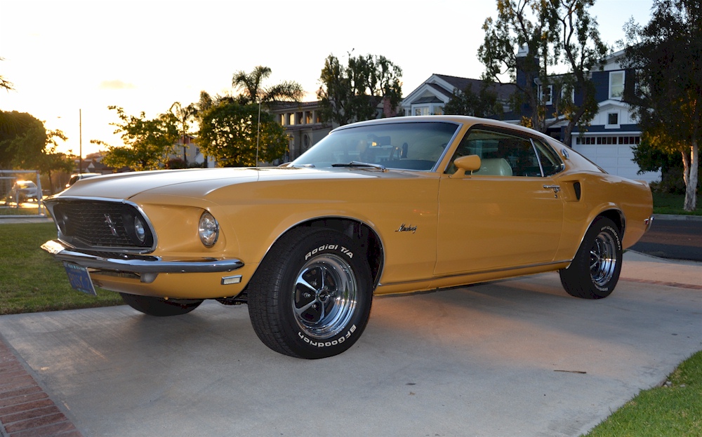 Special Yellow 1969 Mustang Fastback Under The Hood 302ci 3.jpg