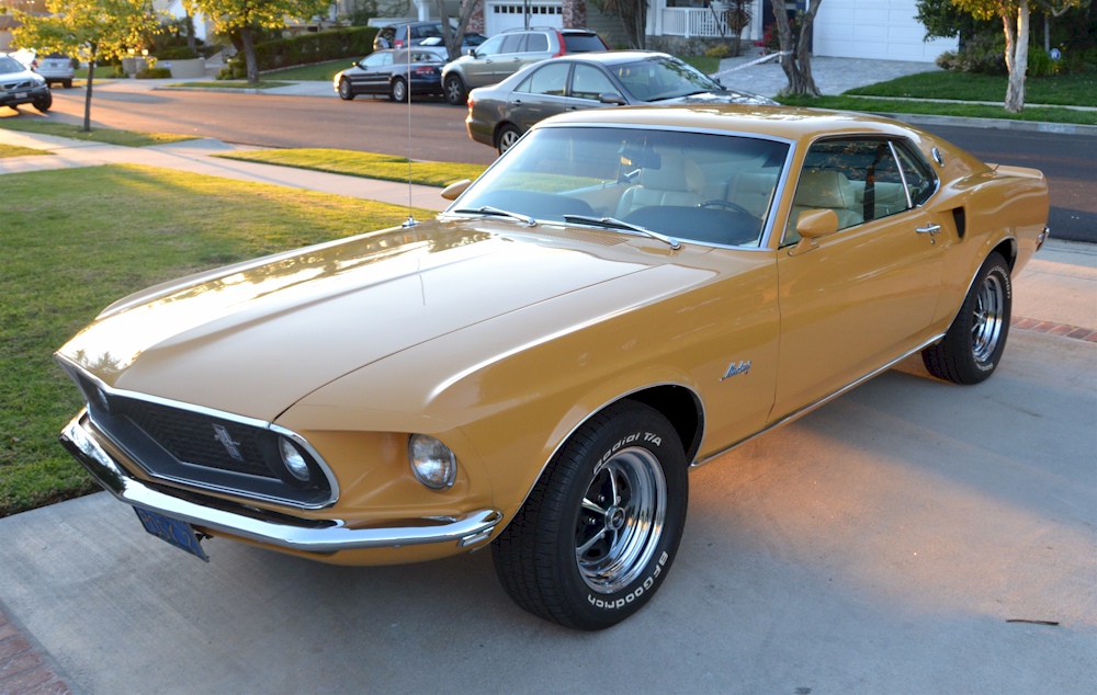 Special Yellow 1969 Mustang Fastback Under The Hood 302ci 4.jpg