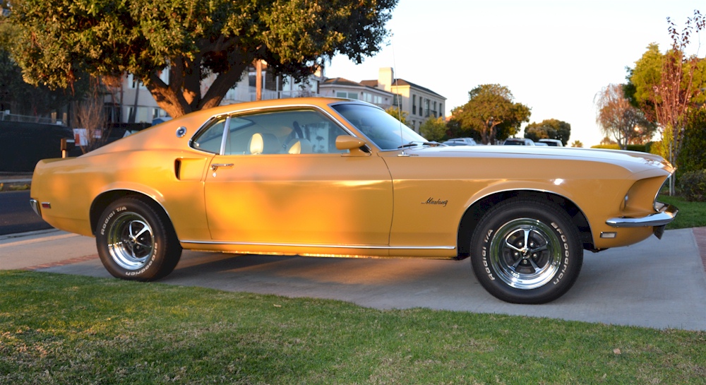 Special Yellow 1969 Mustang Fastback Under The Hood 302ci 5.jpg