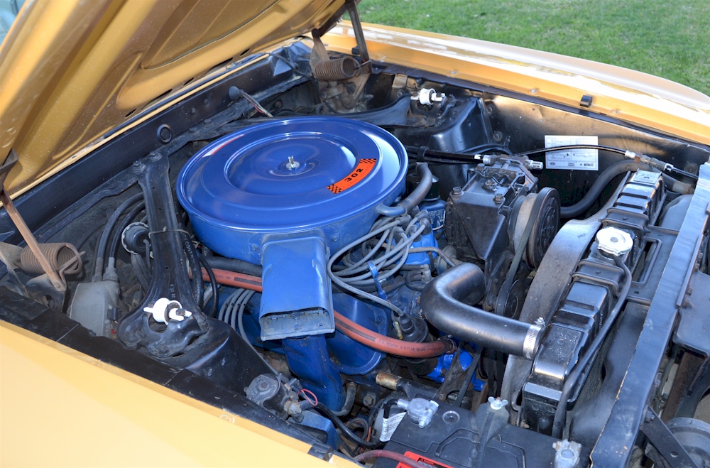 Special Yellow 1969 Mustang Fastback Under The Hood 302ci 8.jpg